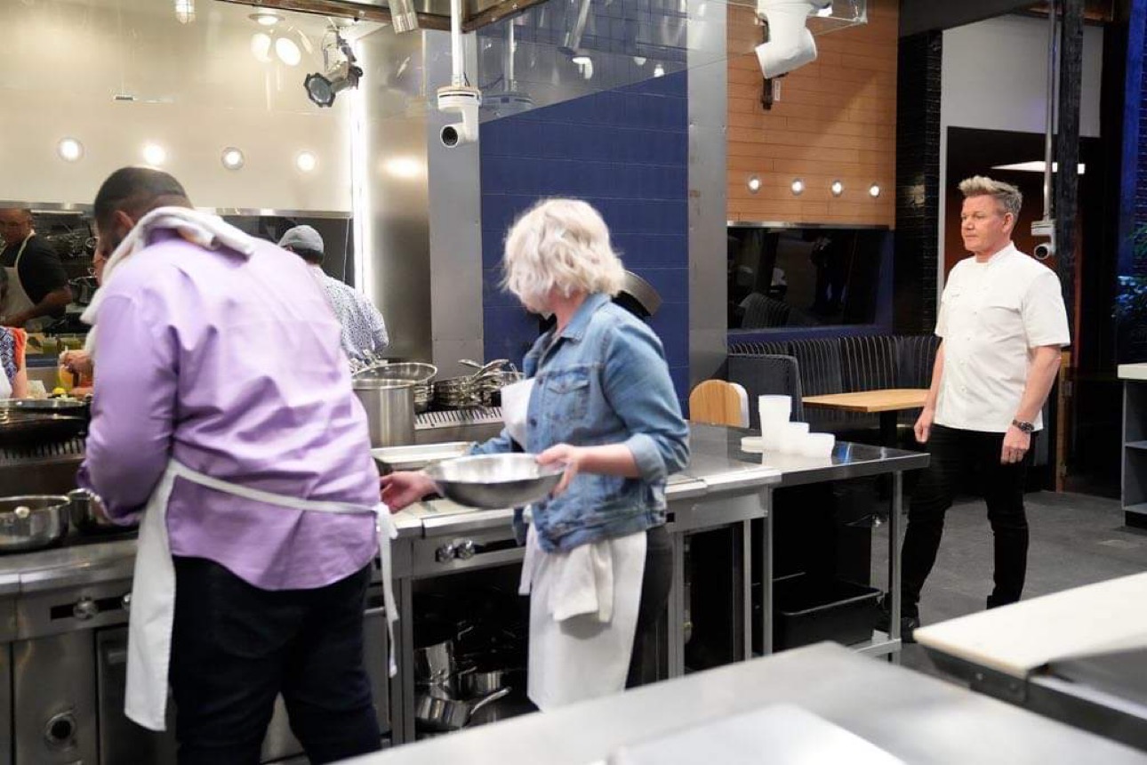 Chef O. on set with Chef Gordon Ramsay